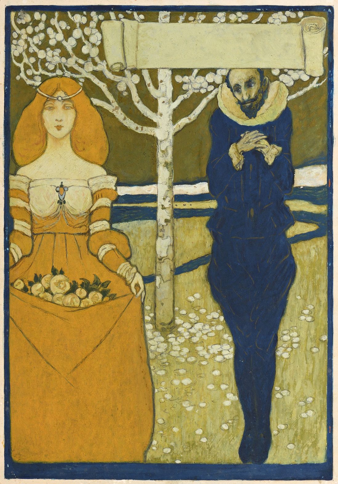 The poet Pierre de Ronsard declaring his love to a young woman
